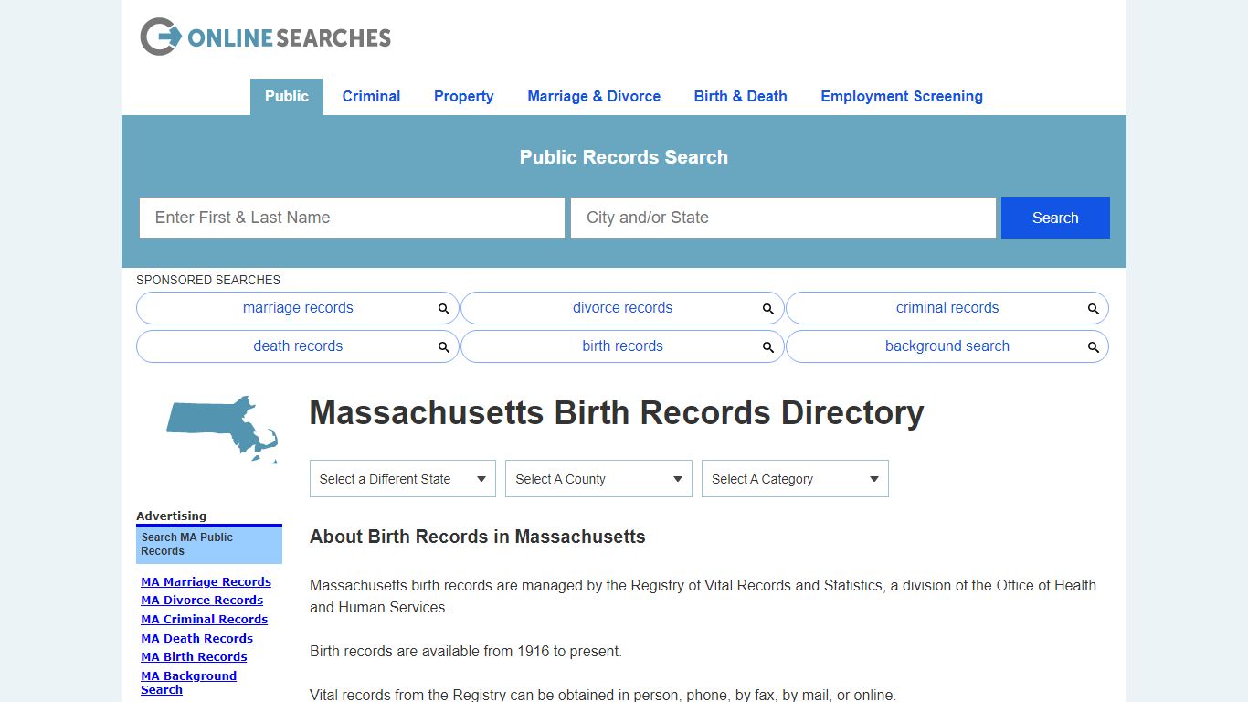 Massachusetts Birth Records Search Directory